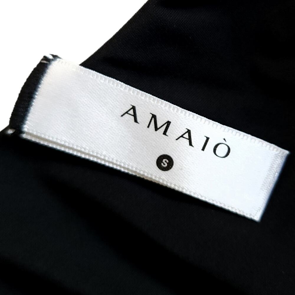 AMAIO Solene belted jacquard maillot one piece textured black luxe swimsuit Sz S - Picture 8 of 12